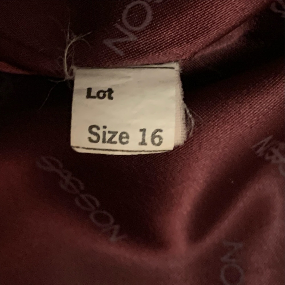 Vintage Sasson Maroon Plush Faux Fur Mob Wife Coat with Puff Sleeves - Size 16 - Picture 10 of 11